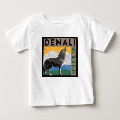 Denali National Park  Howling Wolf Baby T_Shirt