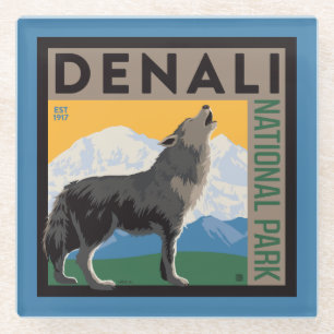 Denali National Park   Howling Wolf Glass Coaster