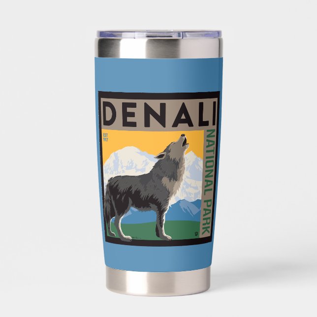 Denali National Park | Howling Wolf Insulated Tumbler (Front)
