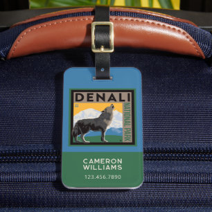 Denali National Park   Howling Wolf Luggage Tag
