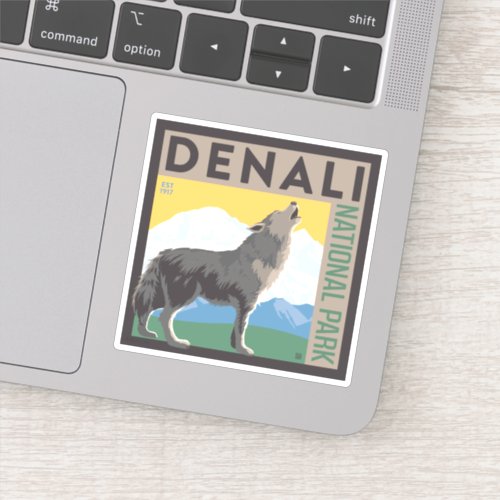 Denali National Park  Howling Wolf Sticker