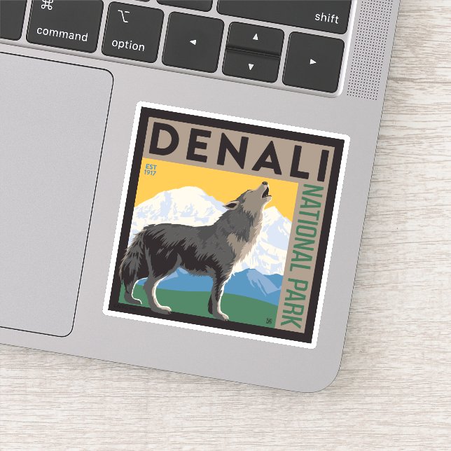 Denali National Park | Howling Wolf Sticker (Detail)
