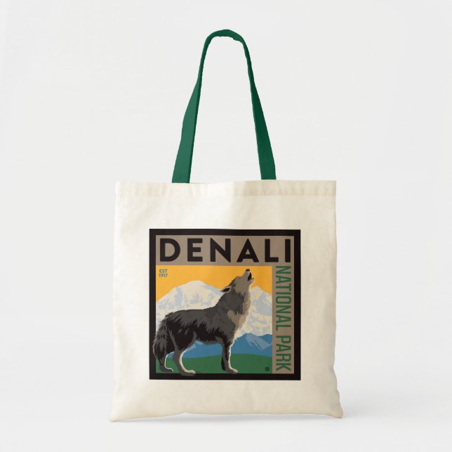 Denali National Park | Howling Wolf Tote Bag (Front)