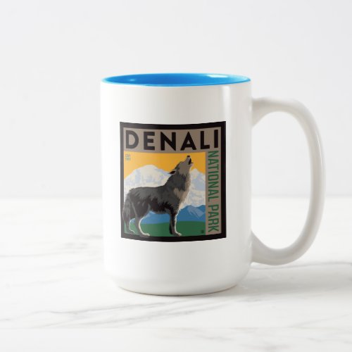 Denali National Park  Howling Wolf Two_Tone Coffee Mug