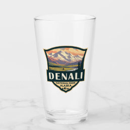 Denali National Park Illustration Travel Vintage Glass