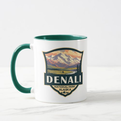 Denali National Park Illustration Travel Vintage Mug