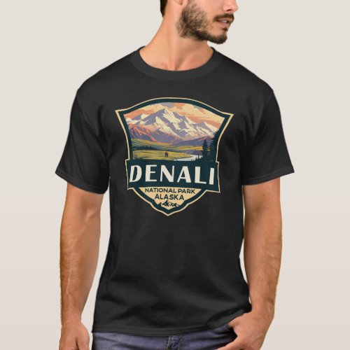 Denali National Park Illustration Travel Vintage T_Shirt