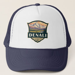 Denali National Park Illustration Travel Vintage Trucker Hat