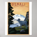 Denali National Park Litho Artwork Poster