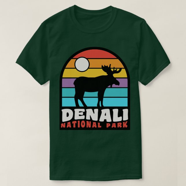 Denali National Park Moose Badge T-Shirt (Design Front)