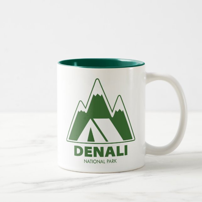 Denali National Park Mountains Camping Two-Tone Coffee Mug (Right)