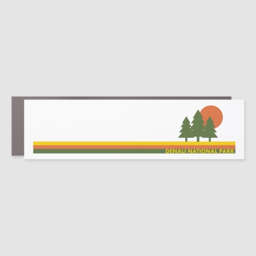 Denali National Park Pine Trees Sun Car Magnet