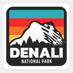 Denali National Park Retro Hiking Camping Gift  Square Sticker