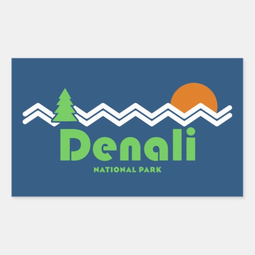 Denali National Park Retro Rectangular Sticker