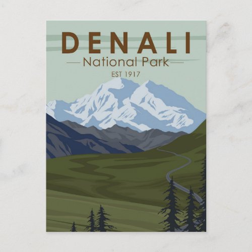 Denali National Park Road to Denali Postcard