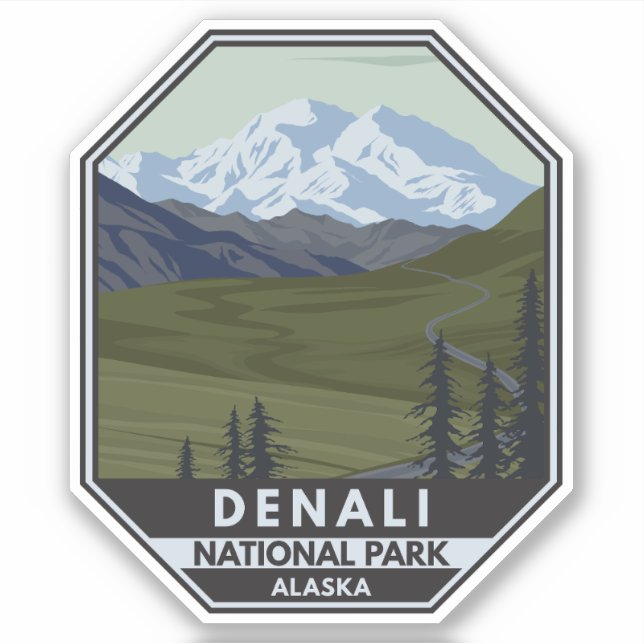 Denali National Park Road to Denali Sticker (Front)
