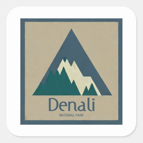 Denali National Park Rustic Square Sticker