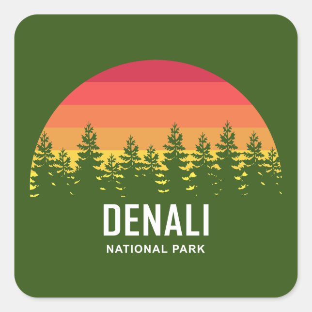 Denali National Park Square Sticker (Front)