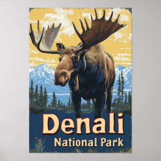 Denali National Park Vintage Travel Poster