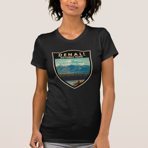 Denali National Park Watercolor Badge T_Shirt