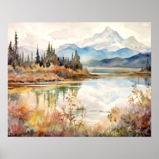 Denali National Park Watercolor Poster