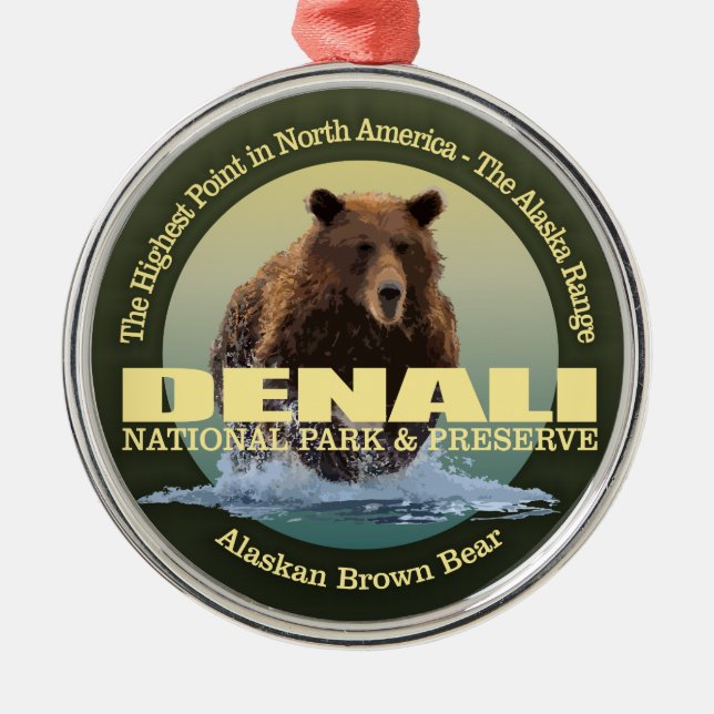 Denali NP (Bear) WT Metal Ornament (Front)