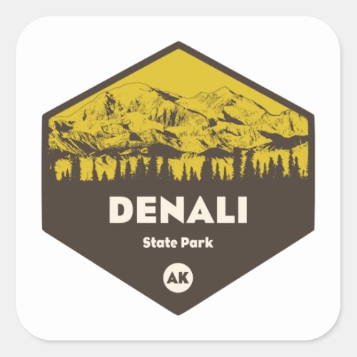 Denali State Park Alaska Square Sticker