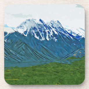 Denali With Rivers Alaska Abstract Impressionism Drink Coaster
