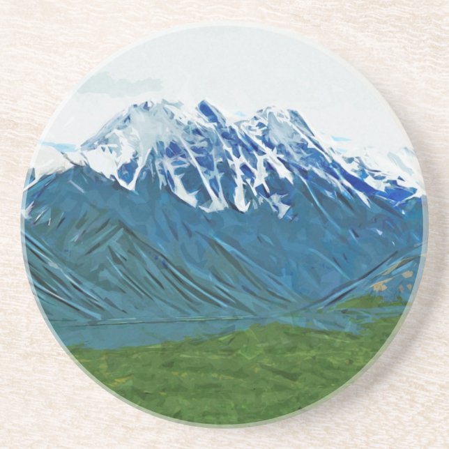 Denali With Rivers Alaska Abstract Impressionism Drink Coaster (Front)