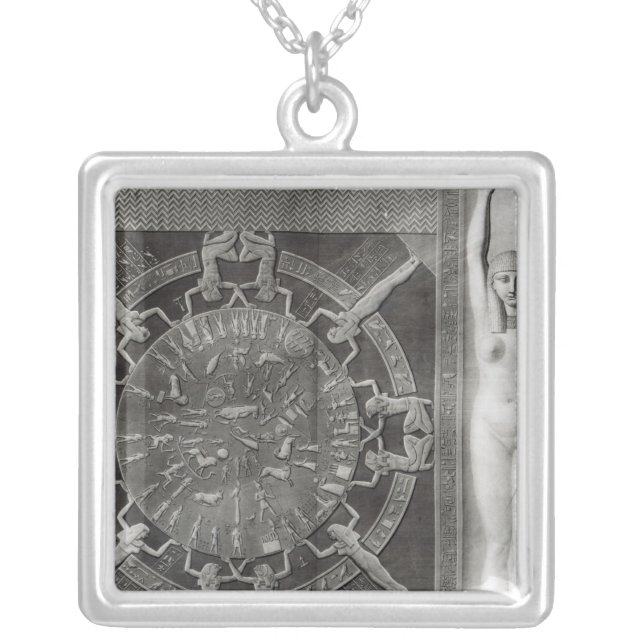 Dendera Zodiac, engraved in 1802 Silver Plated Necklace (Front)
