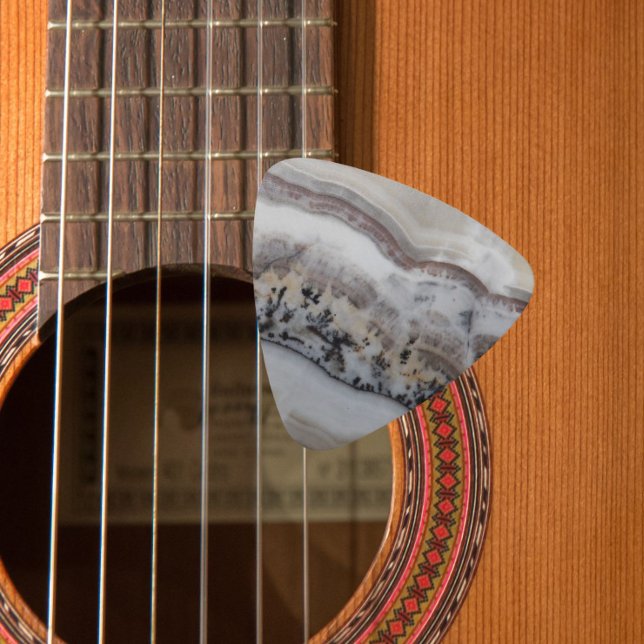 Dendritic Agate Stone Pattern Image Guitar Pick (In Situ)