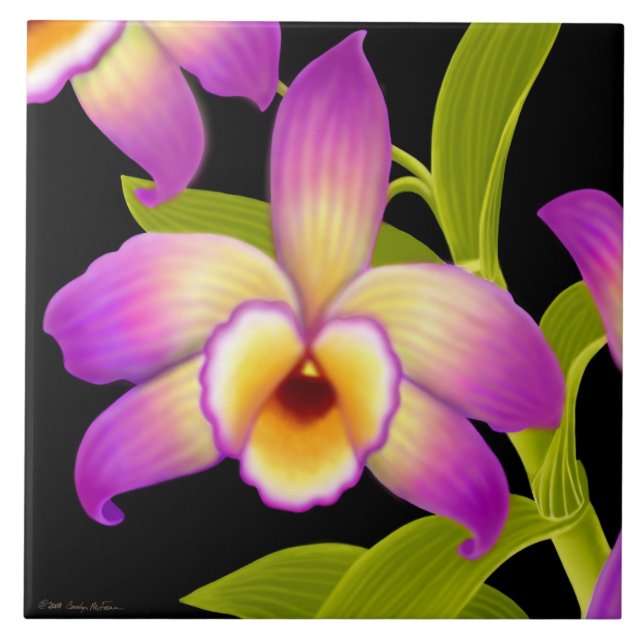 Dendrobium Nobile Tropical Orchid Tile (Front)