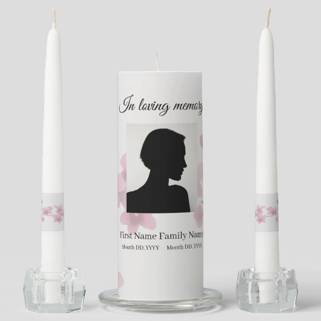 Dendrobium orchid memorial funeral unity candle set (Front)
