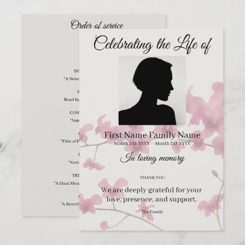 Dendrobium orchid order of service invitation