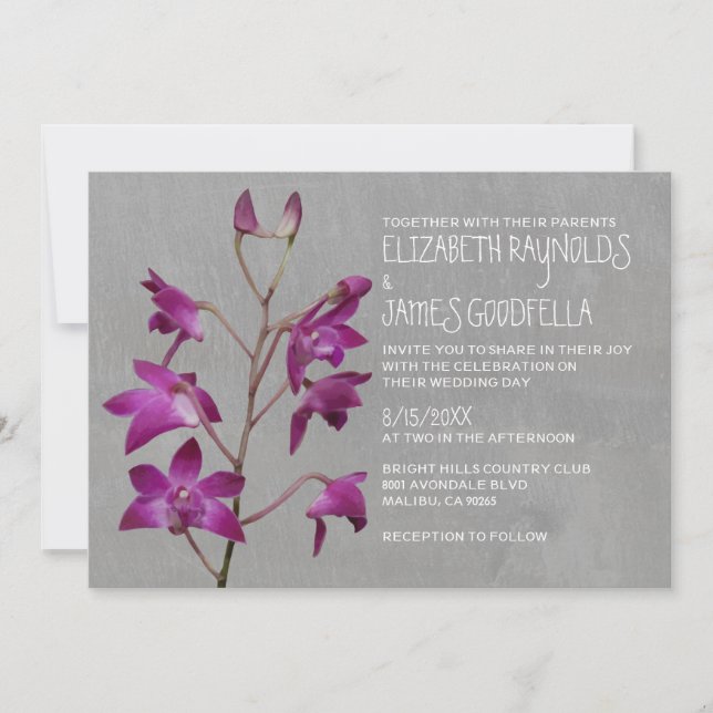 Dendrobium Orchid Wedding Invitations (Front)