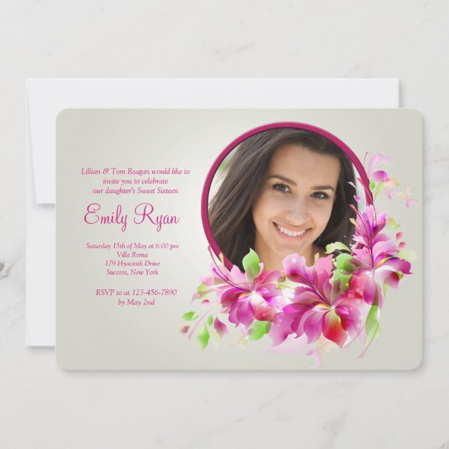 Dendrobium Orchids Photo Invitation (Front)