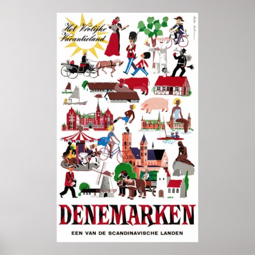 Denemarken Denmark Vintage Travel Poster