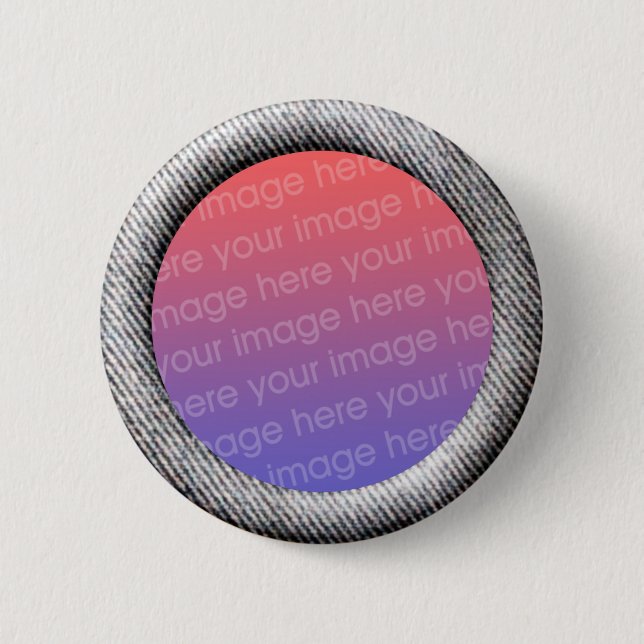 Denim (3d effect frame border) Template Pinback Button (Front)