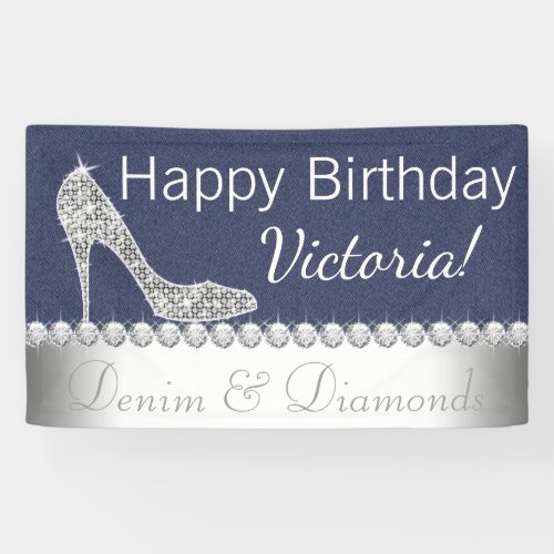 Denim and Diamond Birthday Party Banner