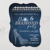 Denim and Diamond Birthday Party, elegant, heels Invitation (Front/Back)