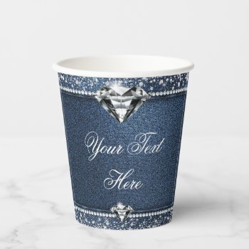 Denim And Diamond Birthday Party Paper Cups by Champagne_N_Caviar at Zazzle