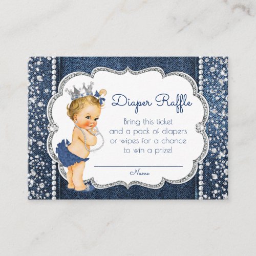 Denim and Diamond Diaper Raffle Tickets Enclosure Card