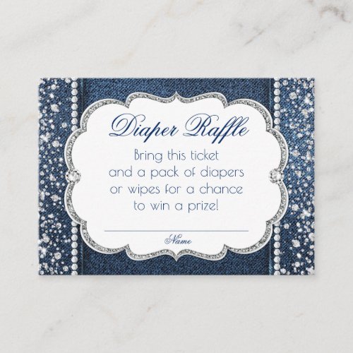 Denim and Diamond Diaper Raffle Tickets Enclosure Card