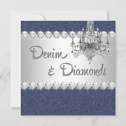 Denim and Diamond Party Invitations