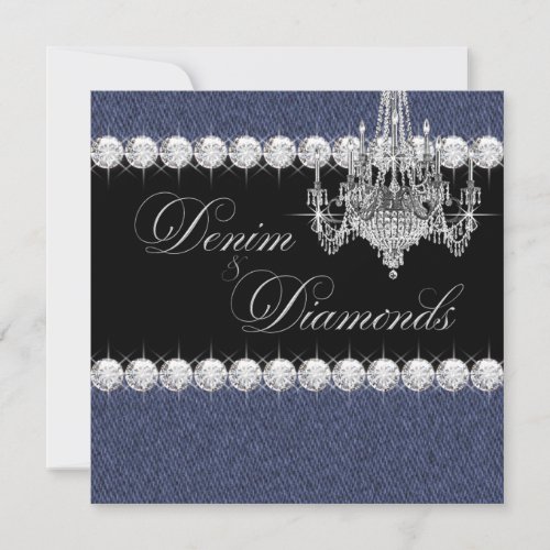 Denim and Diamond Party Invitations