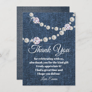 denim and diamond pearl, thank you card