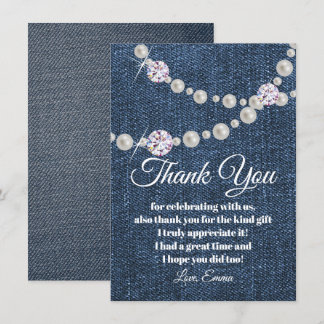 denim and diamond pearl, thank you card
