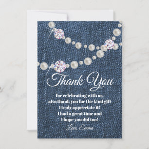 denim and diamond pearl, thank you card