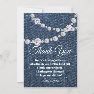 denim and diamond pearl, thank you card