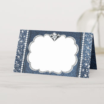 Denim And Diamond  Place Card by Champagne_N_Caviar at Zazzle